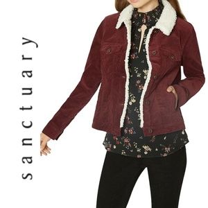 NWT SANCTUARY Fuzzy Corduroy Jean Jacket Coat